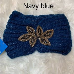 Knitted Headwrap Ear Warmer with Beaded Bling